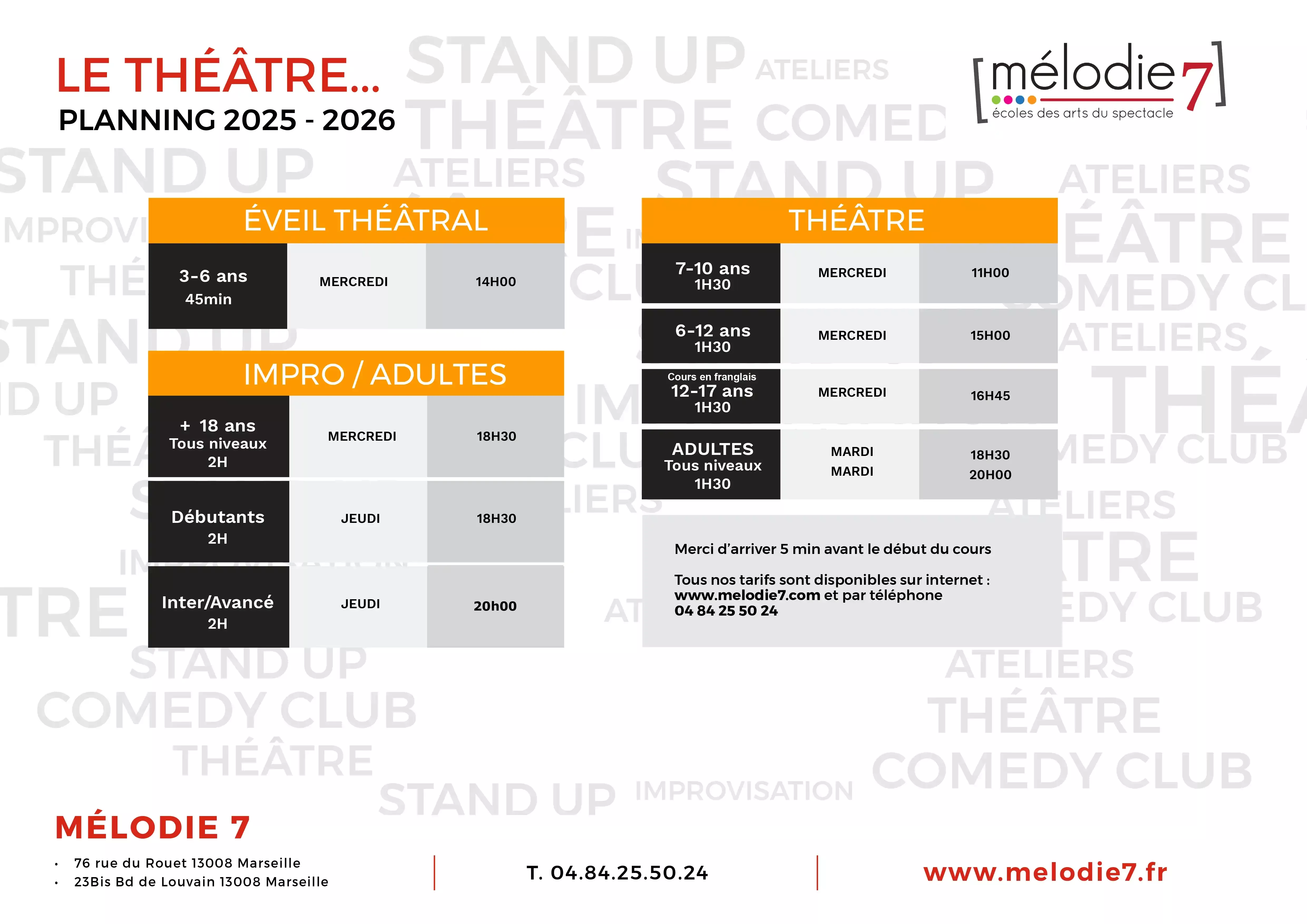 Planning de théâtre